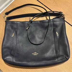 Coach Pebble Navy Leather Hobo Shoulder Purse Excellent Condition